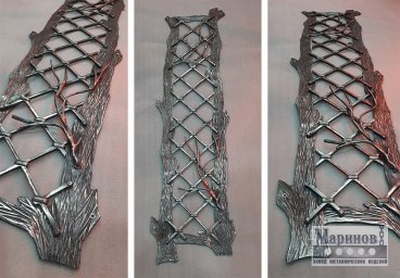 Декоративная металлическая накладка с ромбической сеткой и листьями Д-7