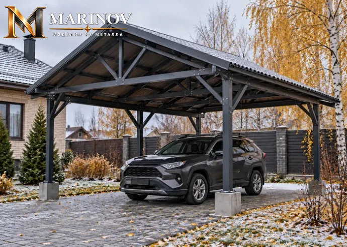 Навес для автомобиля в Тюмени: как выбрать конструкцию перед зимой